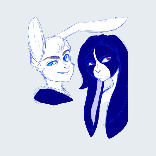 Rabbit Boy and Girl Sketch by Eli Lobo